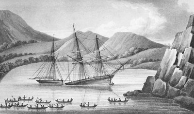 Brig Jane and Cutter Beaufoy Passing Through a Chain of Ice Islands by Weddell